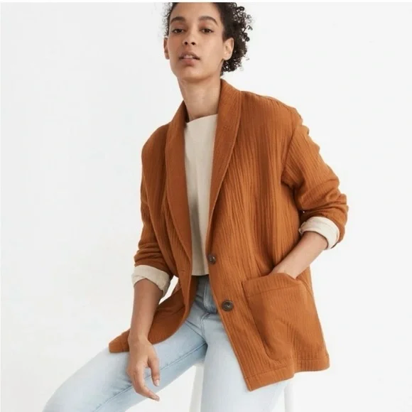 Madewell Lightspun Dorset relaxed fit shawl collar Blazer, Orange, M - Picture 1 of 14